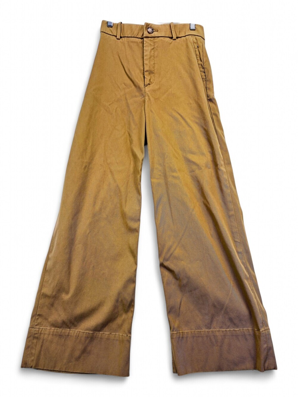 Spanx Tan Wide Leg Trousers Size M Cuffed Hem Work Casual Pants